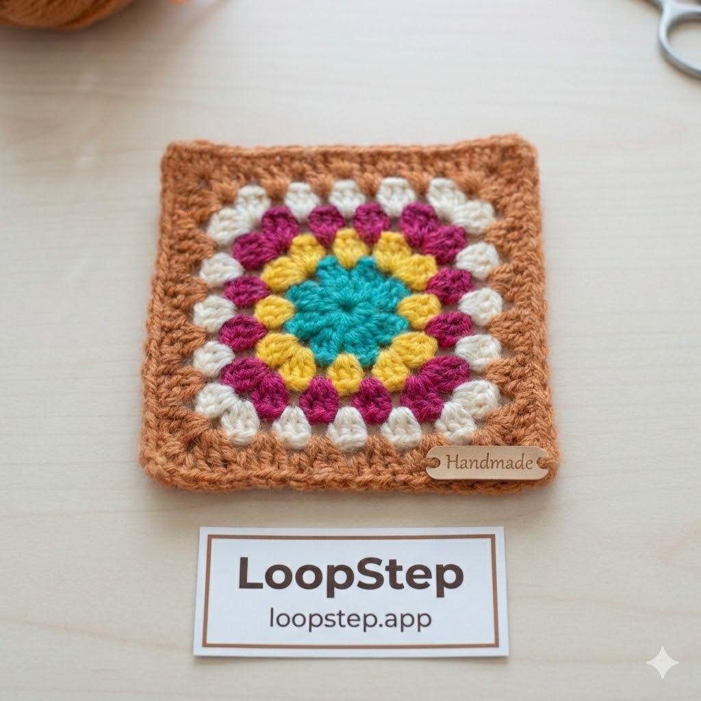 A classic colorful crochet granny square